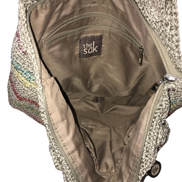 THE SAK Belle Crochet Voyager Colorful  Striped Boho Shoulder Beach Tote Bag - Picture 8 of 16